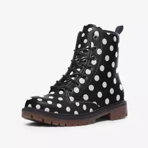 Polka Dot Boots Black And White Rockabilly - Picture 1 of 25