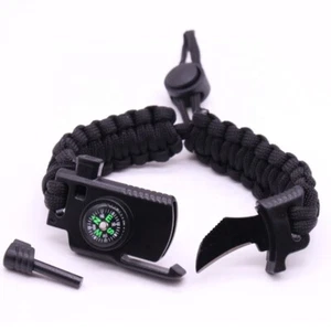 6 in 1 Adjustable Paracord Emergency Bracelet Fire Starter, Compass, USA Shipper - Picture 1 of 7