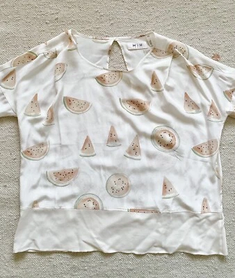 BLUSA BMWPT MiH JEANS 100% seda acuarela estampado sandía xs s 6 8 10 Foto 1 de 4