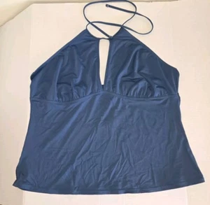 Mynah Tankini Top Azul Halter Apertura Ojo de Cerradura Profundo XXL - Imagen 1 de 6