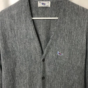 Vintage Challenger Turtle Orlon Acrylic Cardigan Sweater Size Large L Gray - Picture 1 of 7