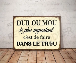 Plaque métal vintage citation Toilettes Dur ou Mou Décoration WC affiche panneau - Picture 1 of 3