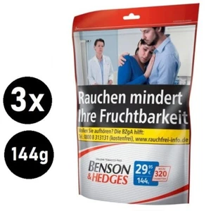 3x Benson & Hedges 144g 3XL Tüte Stopftabak Volumentabak Zigaretten Nachfüllpack - Bild 1 von 3