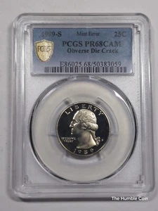 1989-S Proof Washing Quarter Error PCGS PF68CAM (Major Obverse Die Crack) 00XX - Picture 1 of 7