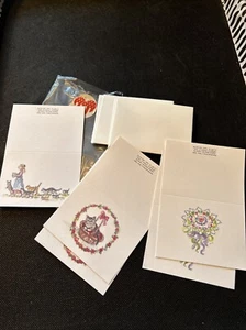 Lote de 5 tarjetas plegadas Tasha Tudor acuarela 1987 niña gato ramo floral - Imagen 1 de 7
