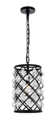 Crystal Pendant Matte Black Light Fixture Kitchen Island or Dining Room Lighting - Image 1 of 4
