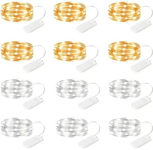 12 Pack Battery Operated Warm White LED Fairy String Lights 7ft Waterproof - Picture 1 of 7