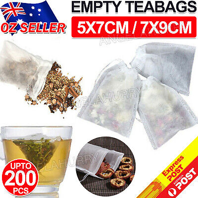 UPTO 200X Empty Teabags String Heat Seal Filter Paper Herb Loose Tea Bags NEW • 3.60$