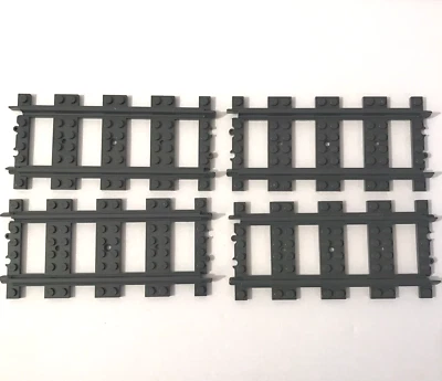 4 Lego Train Track Straight  53401  17275 Blue Gray Plastic Lot of 4 Bluish Gray - Image 1 of 4