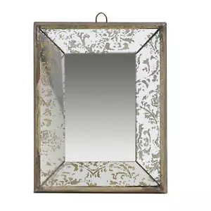 12" Silver Metal Framed Antiqued Glass Accent Mirror - Picture 1 of 11