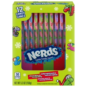 Nerds Tangy Candy Canes~Cherry, Raspberry & Strawberry Flavors~ 12 Canes Per Box - Picture 1 of 2
