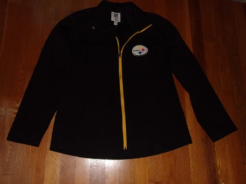 NFL PITTSBURGH STEELERS FULL ZIP FLEECE LINED JACKET WOMENS LARGE EXCELLENT Cover