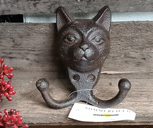 ❤️Doppelter Wandhaken Katze Katzenkopf Garderobe Handtuch  Gusseisen  Antiklook - Bild 1 von 2
