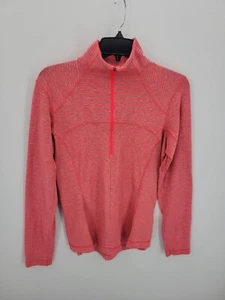 Columbia Pullover Womens Medium Orange Gray Stripe Quarter Zip Activewear - Picture 1 of 7