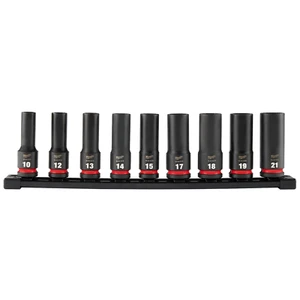 Milwaukee Shockwave Impact Duty 1/2'' Drive Metric Deep 6 Point Socket Set 9Pc - Picture 1 of 2