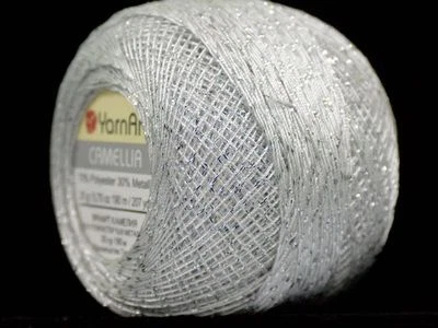 White Silver Metallic Braid Thread Cross Stitch 20gr YarnArt Camellia 17343 - Image 1 of 2