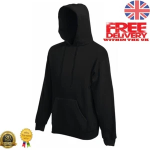 Mens Black Classic Hooded Sweat Plain Sweatshirt Hoodie Black Top Motorbike - Picture 1 of 1
