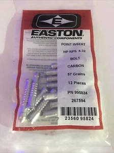 12 Pk. Easton Point Insert HP RPS 8-32 Bolt Carbon 57 Grains #267594 Pn995824 - Picture 1 of 3