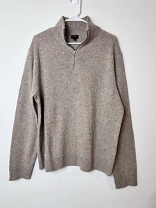 J Crew Pure Merino Wool Quarter Zip Mens XL Sweater Oatmeal Preppy Minimalist - Bild 1 von 4