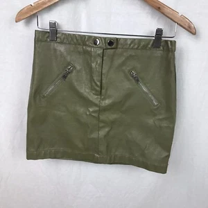 Shinestar Damen Kunstleder Minirock Vegan Olivgrün Größe M - Bild 1 von 4