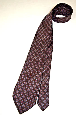 Corbata de Colección Cuadrados Frambuesa Diamantes con Círculos Años 60 Foulard 54" x 3" Foto 1 de 4