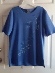 Southern Lady Damen Top Größe 8 Blau Blumenmuster Kurzarm Polyester MANGELHAFT - Bild 1 von 6