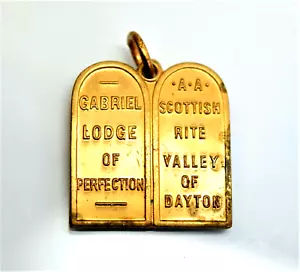 10 Commandments Watch Fob Masonic Scottish Rite Dayton OH VTG GF Jewelry Masons - Picture 1 of 4