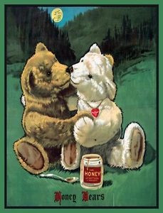 14507.Impresión de póster decorativo.Diseño de arte de pared de habitación.Dos osos enamorados.Anuncio súper lindo - Imagen 1 de 1