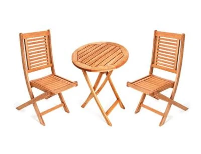 Merxx Gartenmöbel-Set Balkonset Cordoba 3-teilig, Klapptisch Ø 65 cm, Eukalyptus - Bild 1 von 4