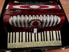 S Soprani , Cherry Red And Black Accordian w Case Italy