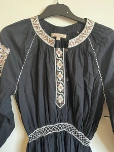 Australian designer Fleur Wood black cotton boho embroidered dress - Picture 1 of 6