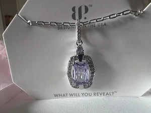 Bomb Party Necklace NK69459 'Anything But Subtle' Lavender Topaz CZ Rhodium - Picture 1 of 3