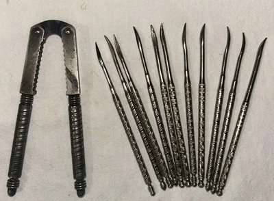 Vintage metal Nutcracker shell tool cracking crab walnut pecan 12 picks - Image 1 of 4