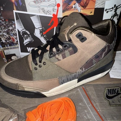 NIKE AIR JORDAN 3 Retro SE Patchwork Camo Men’s Size 8.5 DO1830 200 Shoe Sneaker - Image 1 of 4