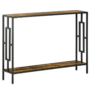 INDUSTRIAL CONSOLE TABLE DESK WITH METAL FRAME RUSTIC BROWN AND BLACK - Picture 1 of 9