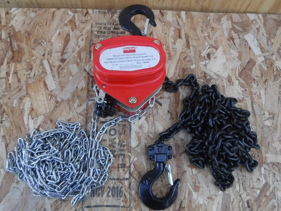 New Dayton 1VW59 4000 Lb Load Capacity 15 Ft Hoist Lift Manual Chain Hoist - Image 1 of 1