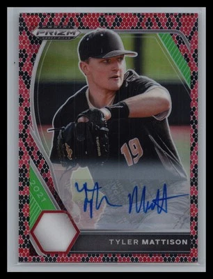 2021 Prizm Draft Picks #PDP104 Tyler Mattison #/15 SSP Autograph Snakeskin Prizm - Image 1 of 2