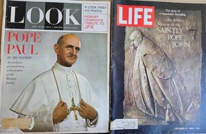 2 mags LOOK Feb 25, 1964 & LIFE Oct 11, 1968 Pope Paul & Pope John - Foto 1 di 9