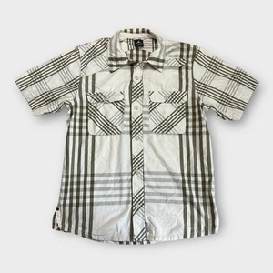 Nike Jordan Air Jordan Button Down Shirt Mens LARGE Plaid Pockets Short Sleeve - Picture 1 of 9