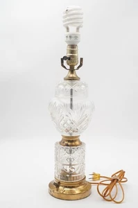 Vintage Crystal Metal Table Lamp with Lighted Base 21", Two-Light Function - Picture 1 of 9