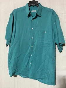 EUC Burma Bibas Seide Hawaiihemd Herren Large Kurzarm türkis Kurzarm - Bild 1 von 7
