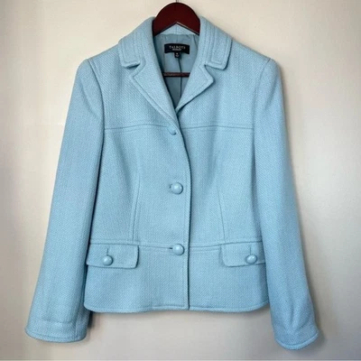 Talbots Women's 10 Pastel Blue The Grace Fit Tweed Blazer Jacket Classy Chic - Image 1 of 4