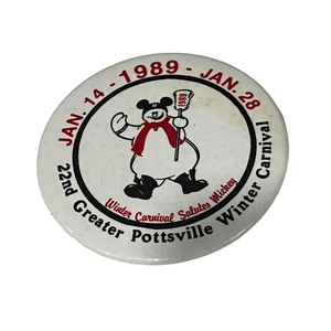 Vintage 1989 Pottsville Winter Carnival Pin Button Pennsylvania - Bild 1 von 6