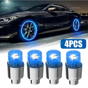 4x Blue LED Car Wheel Tyre Decoration Tire Air Valve Stem Caps Light Accessories - Picture 1 of 12