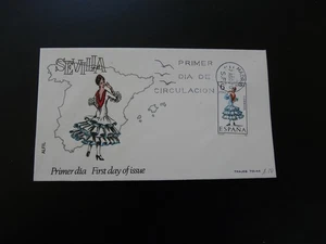 FDC Spain 1970 folklore textile traditional costume Sevilla - Picture 1 of 1
