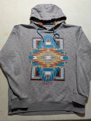 Neff Skate Zumiez Suave Para Hombre Mediana Sudadera con Capucha Gris Azteca Suroeste Bolsillo Lateral  Foto 1 de 4