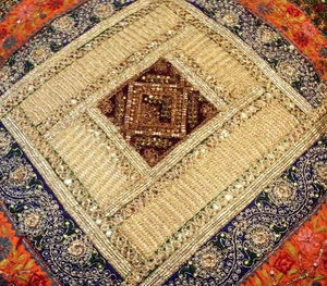 Handmade Patchwork Ethnic Sofa Pillow Boho Cushion Cover 24x24" Gift For Girl - Picture 1 of 8