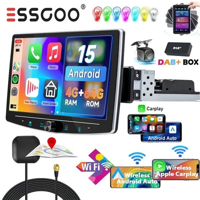 DAB+ Android 15 Carplay Autoradio 1 DIN 360° Drehbar Bildschirm GPS NAVI WIFI BT - Bild 1 von 4