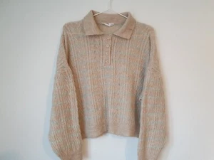 🤎 Mango Knitted Polo Shirt 🤎Beige & Cosy 🤎 Size M 🤎 - Picture 1 of 5