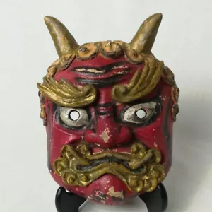 Japanese Handmade paper clay Noh mask kyougen kagura Hannya demon Oni - Picture 1 of 10